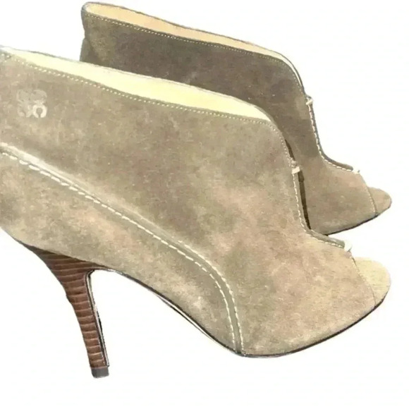 Coach Open Toe Dark Olive Green Suede Ankle Boot /High Heel - Picture 16 of 16